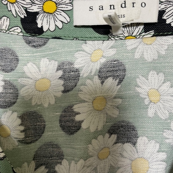 NWT SANDRO Angele Ruched Printed Daisy Mini Dress - Size 40 - Picture 7 of 14